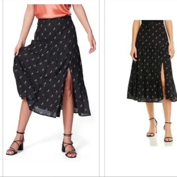Paige floral ruffle open slit midi skirt - Picture 1 of 12